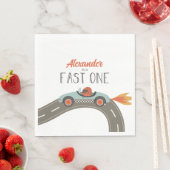 Serviette En Papier Voiture Fast One bleue Race Anniversaire (En situation)