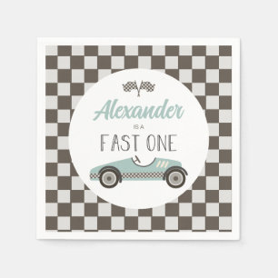 Serviette En Papier Voiture Fast One bleue Race Anniversaire