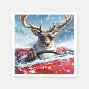 Serviette En Papier Voiture Imaginaire Reindeer mignonne hiver