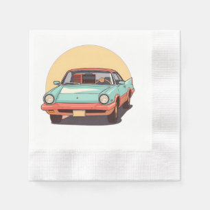 Serviette En Papier Voiture Nostalgale avec radio Vintage
