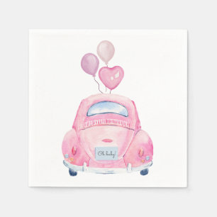 Serviette En Papier Voiture Rose En Baby shower