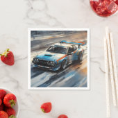 Serviette En Papier Voiture Sporty Blue Racing (En situation)