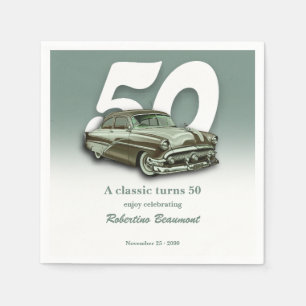 Serviette En Papier Voiture Verte Classique Célébre son 50e Anniversai