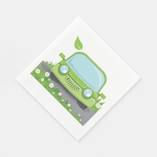 Serviette En Papier Voiture verte mignonne (Coin)
