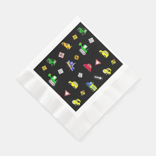 Serviette En Papier Voitures, Camions, Signes de circulation Fête d'an (Coin)