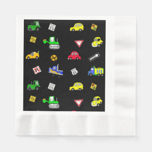 Serviette En Papier Voitures, Camions, Signes de circulation Fête d'an