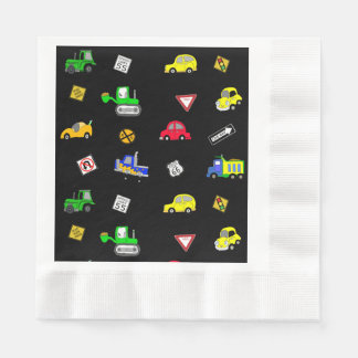 Serviette En Papier Voitures, Camions, Signes de circulation Fête d'an