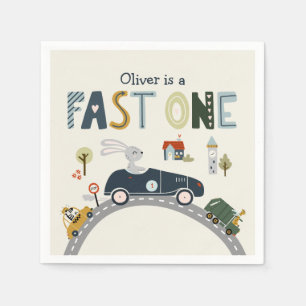 Serviette En Papier Voitures de course Fast One 1er Anniversaire de fê