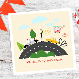 Serviette En Papier Voitures et véhicules sur la route garçon annivers