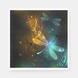 Serviette En Papier Vol de libellule verte lumineuse