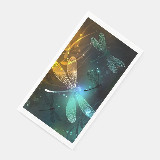 Serviette En Papier Vol de libellule verte lumineuse (Coin)