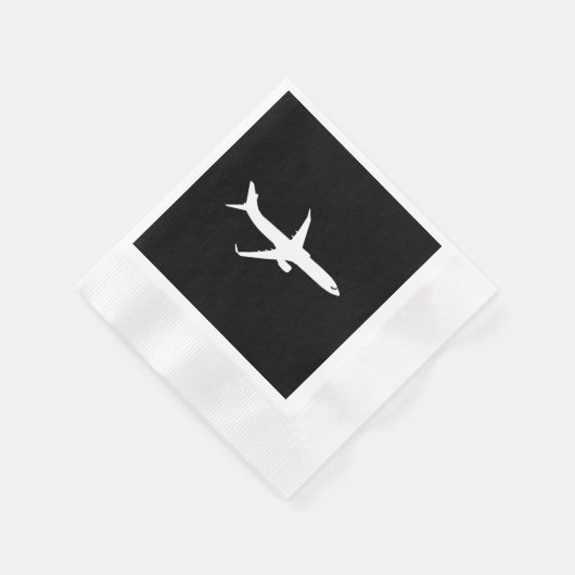 Serviette En Papier Vol en silhouette blanche JetLiner (Coin)