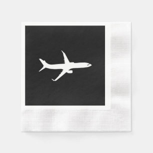 Serviette En Papier Vol en silhouette blanche JetLiner