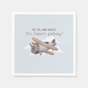 Serviette En Papier Vol temps, avion bleu Voyage