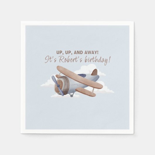 Serviette En Papier Vol temps, avion bleu Voyage (Devant)