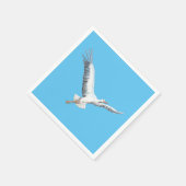 Serviette En Papier Voler cigogne blanche - arrière - plan bleu (Coin)