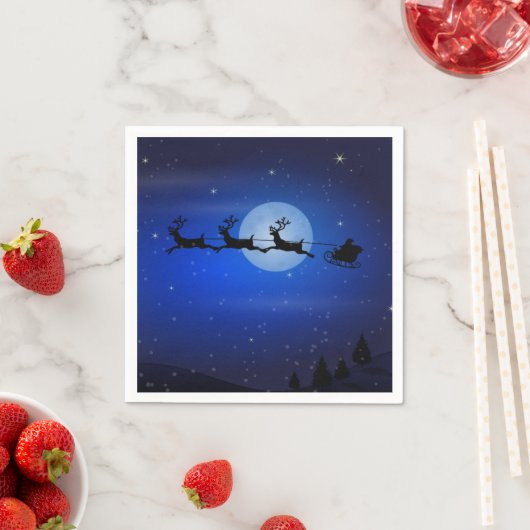 Serviette En Papier Voler Père Noël et ses rennes (En situation)