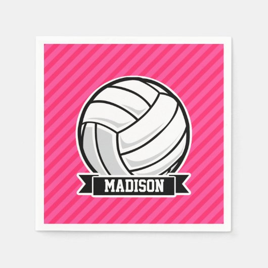 Serviette En Papier Volley-ball sur Neon Pink Stripes (Devant)