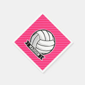 Serviette En Papier Volley-ball sur Neon Pink Stripes (Coin)