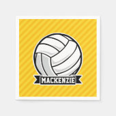 Serviette En Papier Volley-ball sur rayures jaunes (Devant)