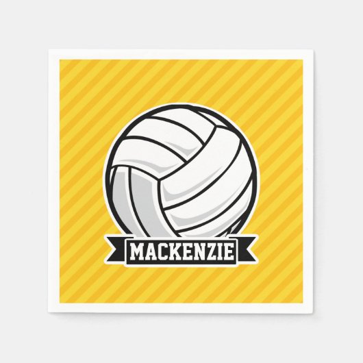 Serviette En Papier Volley-ball sur rayures jaunes (Devant)