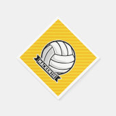 Serviette En Papier Volley-ball sur rayures jaunes (Coin)