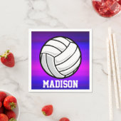 Serviette En Papier Volley-ball; Violet bleu vibrant et Magenta (En situation)