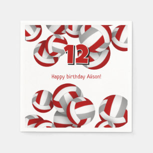 Serviette En Papier volley gris rouge filles garçons fête d'anniversai