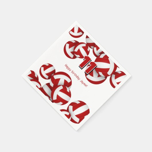 Serviette En Papier volley rouge filles garçons fête d'anniversaire (Coin)