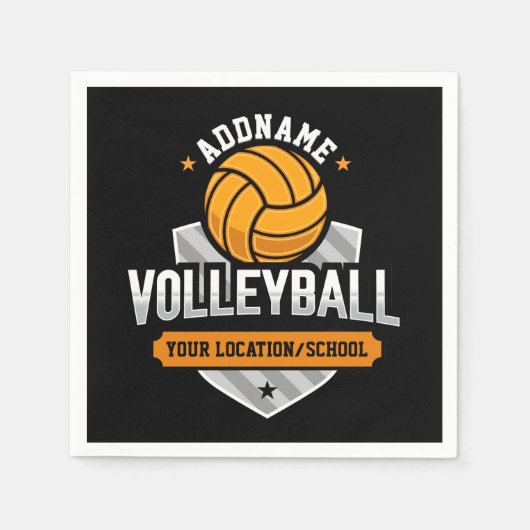 Serviette En Papier Volleyball AJOUTER TEXTE École Varsity Team Joueur (Devant)