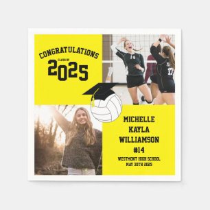 Serviette En Papier Volleyball Graduation Sports Jaune