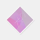 Serviette En Papier Vos initiales de chevauchement | Géométrique rose (Coin)