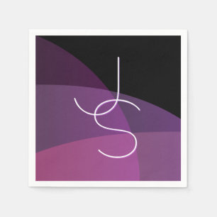 Serviette En Papier Vos initiales de chevauchement   Moderne violet et
