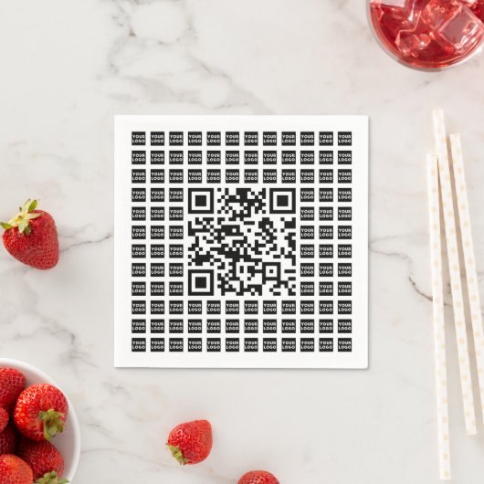 Serviette En Papier Votre code QR Logo/Image Carrelé et modifiable (En situation)
