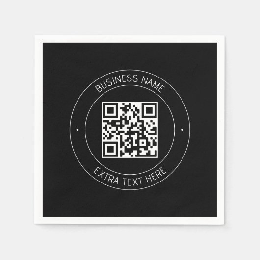 Serviette En Papier Votre code QR & Texte modifiable | Noir & Blanc (Devant)