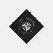 Serviette En Papier Votre code QR & Texte modifiable | Noir & Blanc (Coin)