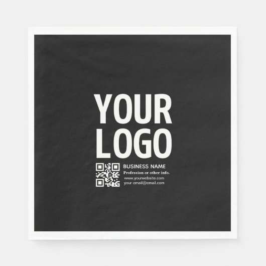 Serviette En Papier Votre logo avec code QR et texte modifiables (Devant)