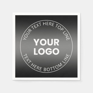 Serviette En Papier Votre logo avec dégradé noir et blanc modifiable