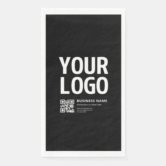 Serviette En Papier Votre logo avec QR code et texte modifiables (Devant)