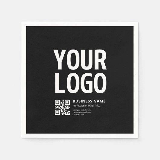 Serviette En Papier Votre logo avec QR code et texte modifiables (Devant)