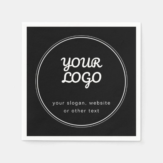 Serviette En Papier Votre logo élégant et modifiable en noir et blanc (Devant)