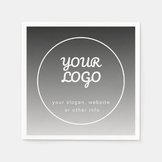 Serviette En Papier Votre logo et texte | Dégradé gris foncé (Devant)
