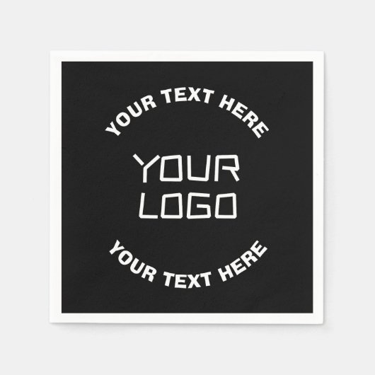 Serviette En Papier Votre logo ou image et texte modifiable | Noir & B (Devant)