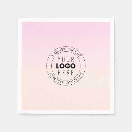 Serviette En Papier Votre logo téléchargé | Texte circulaire modifiabl (Devant)