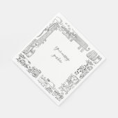 Serviette En Papier Votre message Chats Illustrations en noir et blanc (Coin)