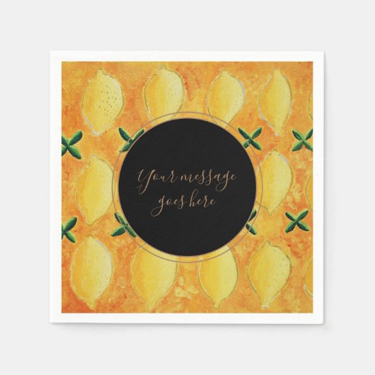Serviette En Papier Votre Message Citrons (Devant)