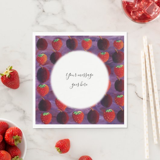 Serviette En Papier Votre message Fraises et prunes Fruits rouges (En situation)