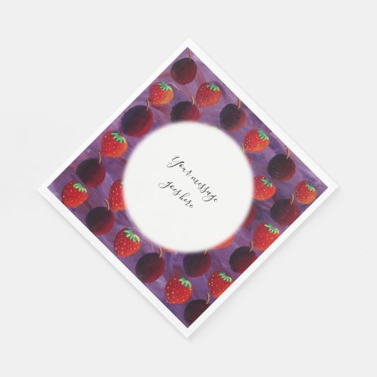Serviette En Papier Votre message Fraises et prunes Fruits rouges (Coin)
