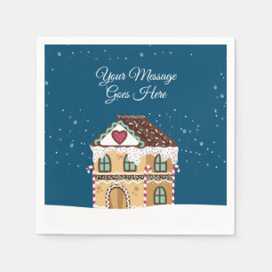 Serviette En Papier Votre message Scène d'hiver Gingerbread House