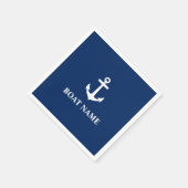 Serviette En Papier Votre nom de bateau Ancre Bleu (Coin)